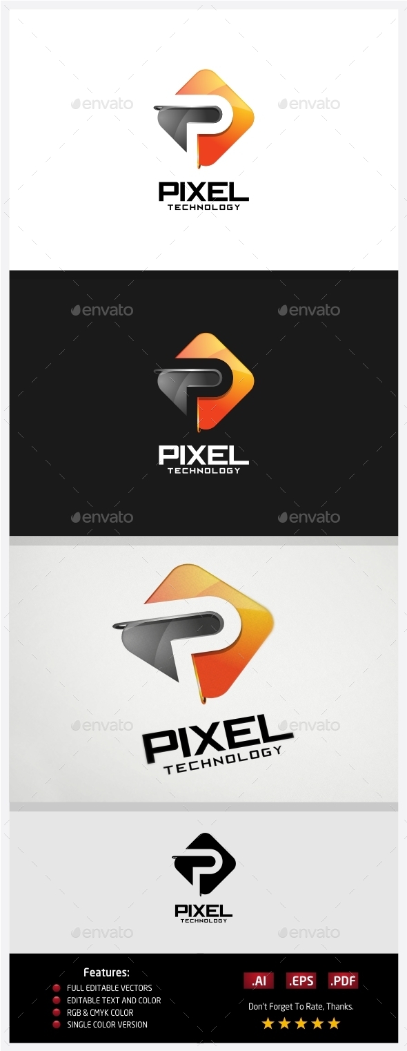 Pixel Technology Logo - 3d Abstract