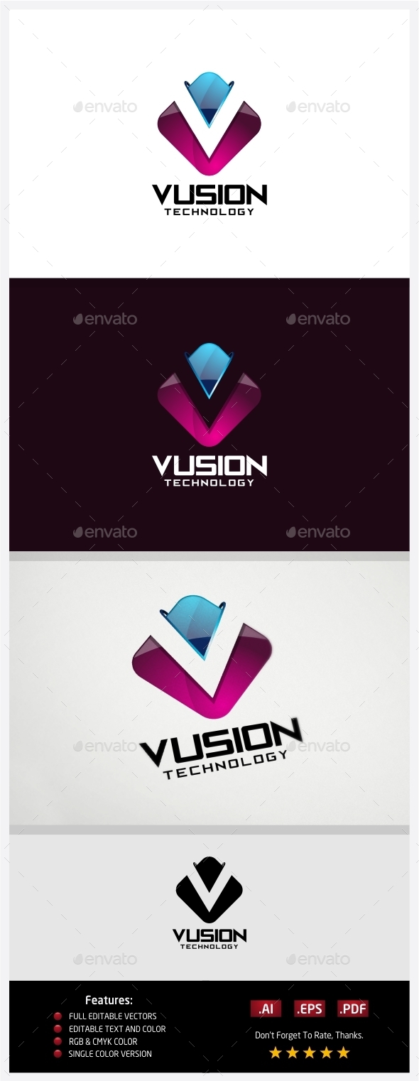 Vusion Technology Logo - 3d Abstract