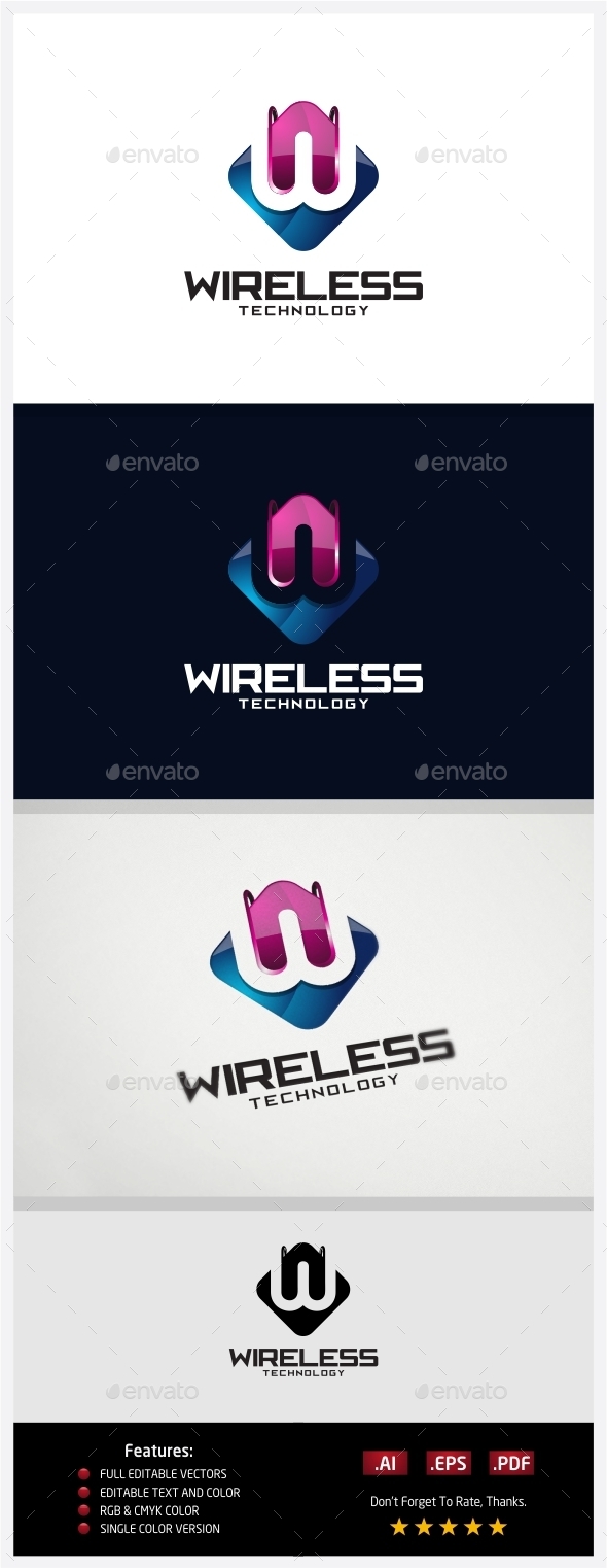 Wireless Technology Logo - 3d Abstract