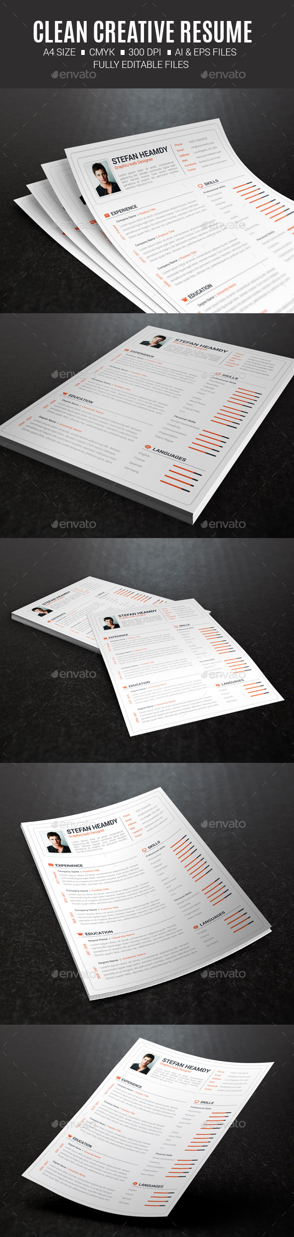 Clean Creative Resume - Resumes Stationery