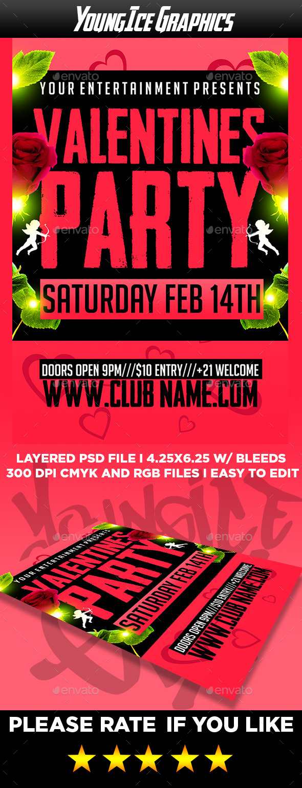 Valentines Party Flyer Template - Clubs & Parties Events