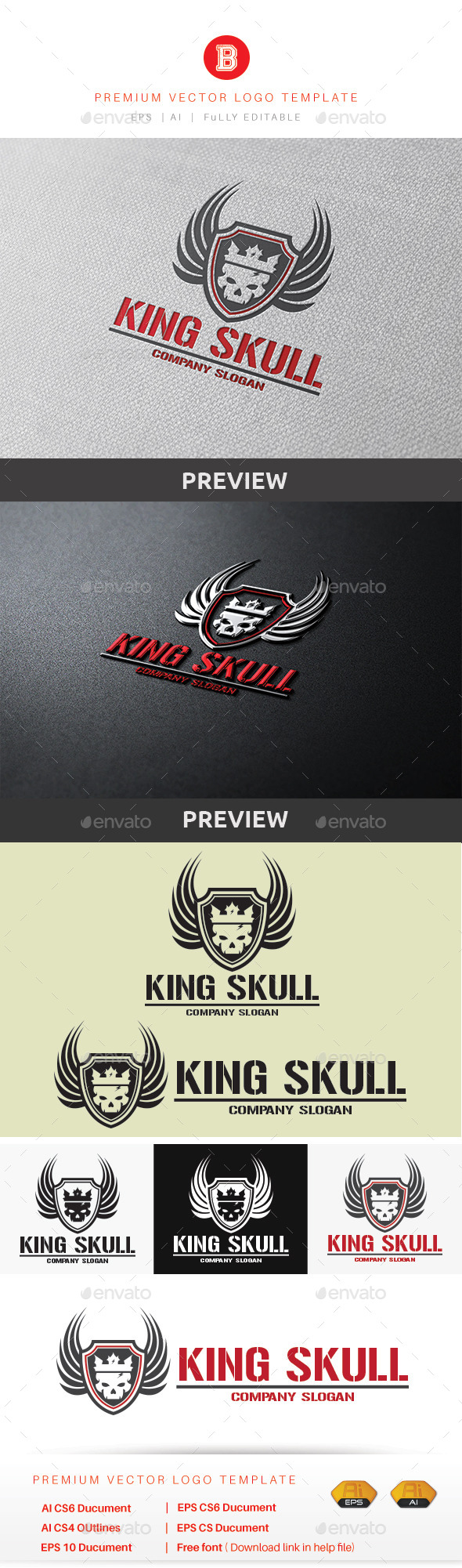 King Skull - Humans Logo Templates