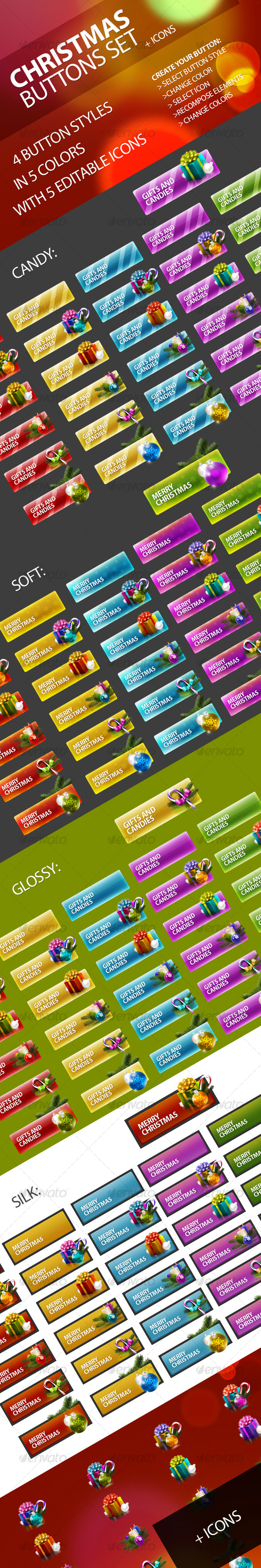 Christmas Buttons Set - Buttons Web Elements