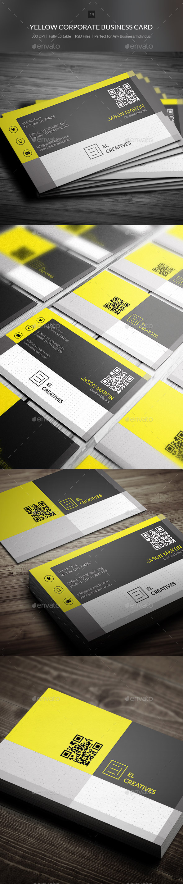 Yellow Corporate Business Card - 14 - Corporate Business Cards