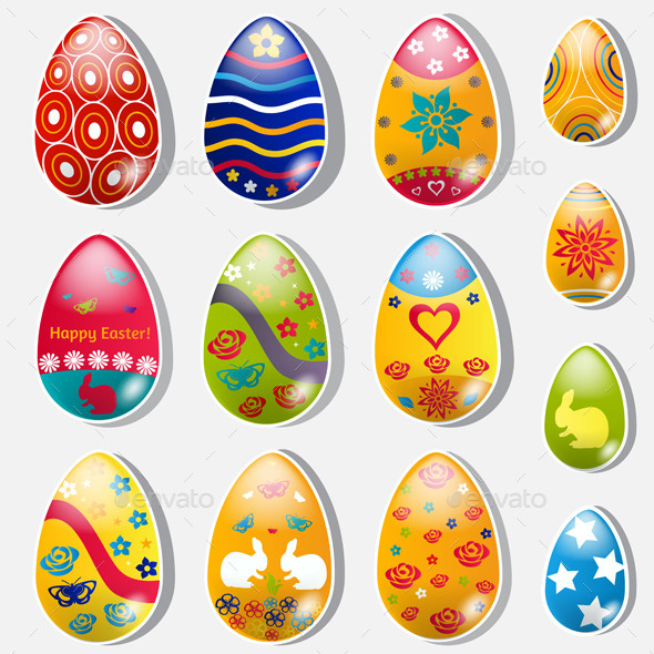Set Of Paper Easter Eggs - Miscellaneous Seasons/Holidays