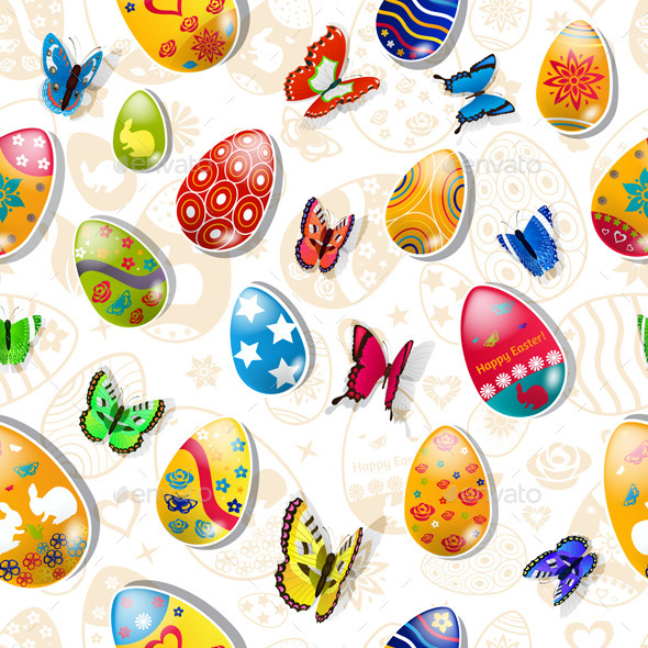 Seamless Pattern of Easter Eggs - Miscellaneous Seasons/Holidays