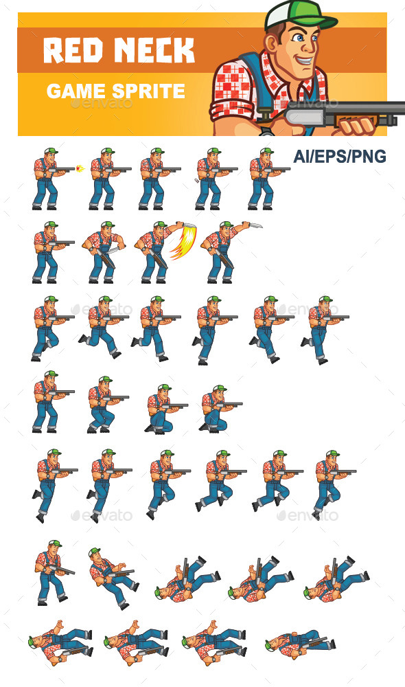 Red Neck Game Sprite - Sprites Game Assets