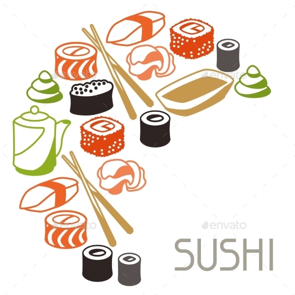 Background with Sushi - Food Objects