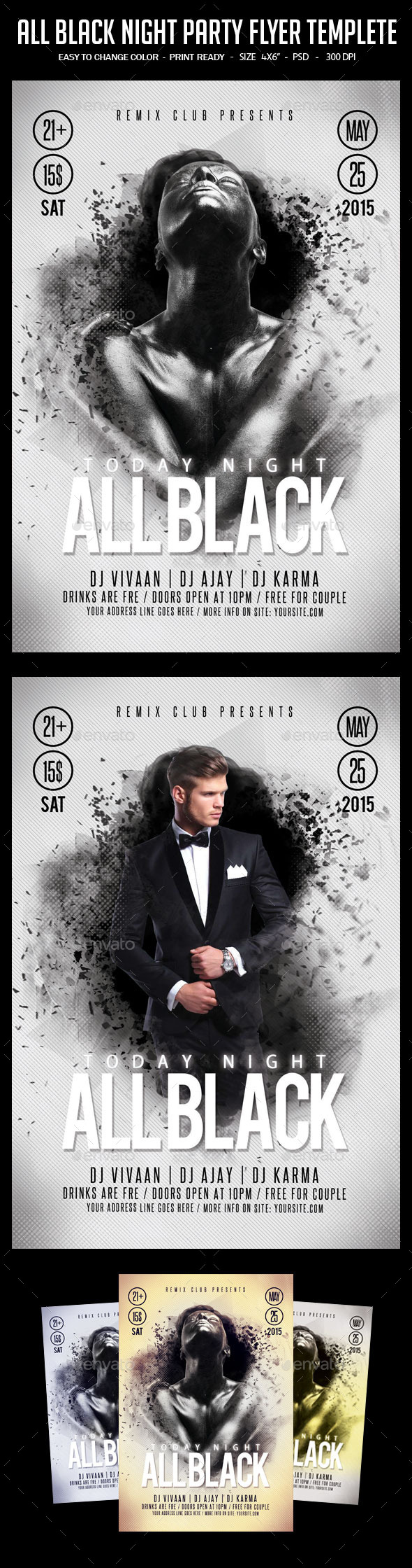 All Black Night Party Flyer Templete - Clubs & Parties Events