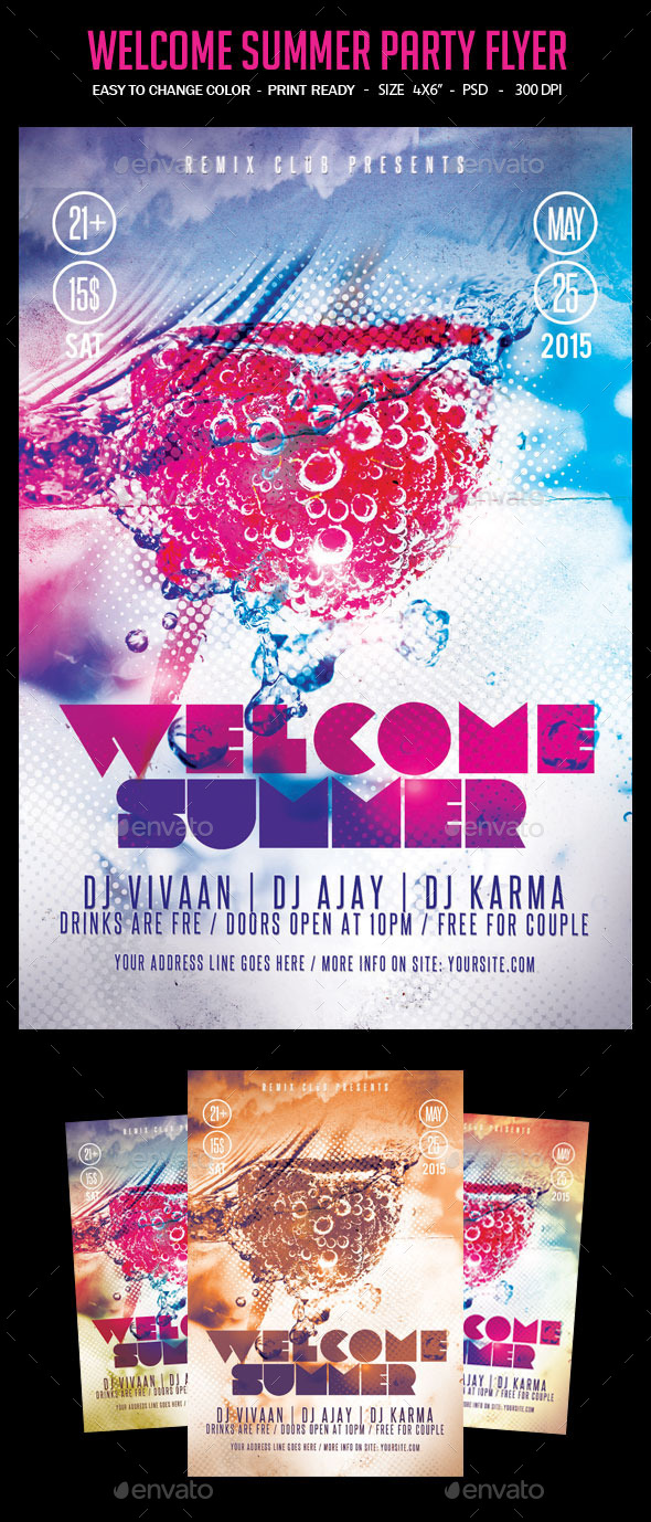 Welcome Summer Party Flyer - Clubs & Parties Events