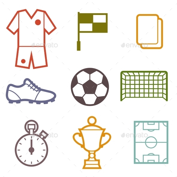 Set of Sports Soccer Symbols - Sports/Activity Conceptual