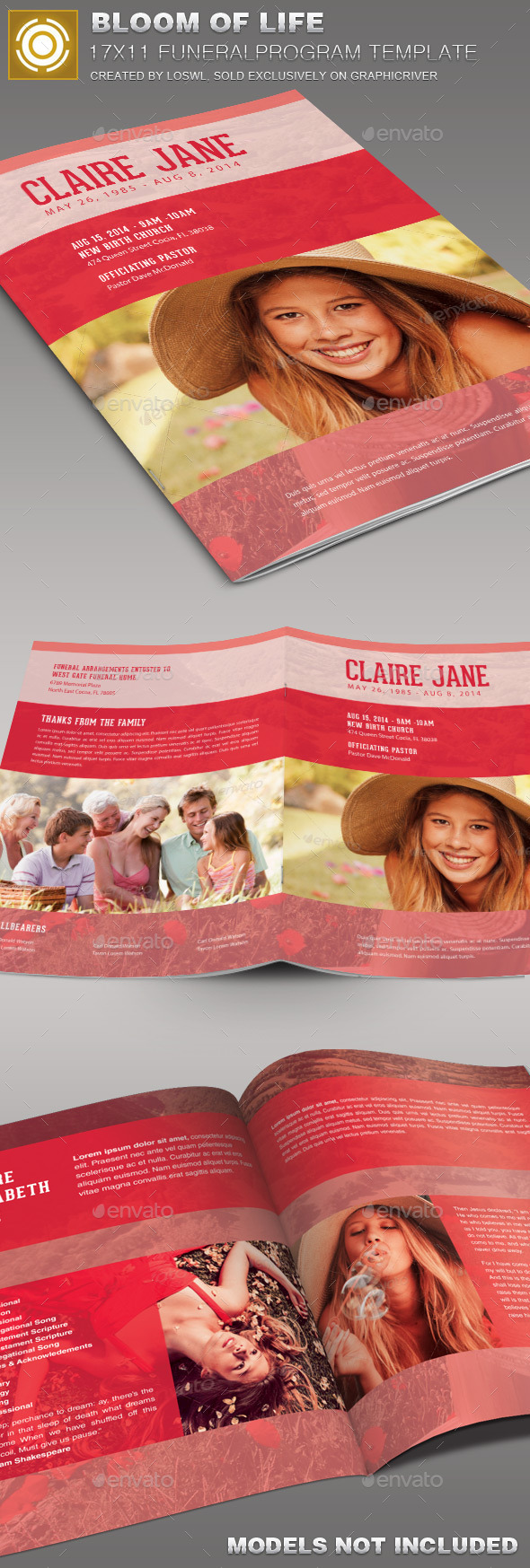 Bloom of Life Funeral Program Template 007 - Informational Brochures