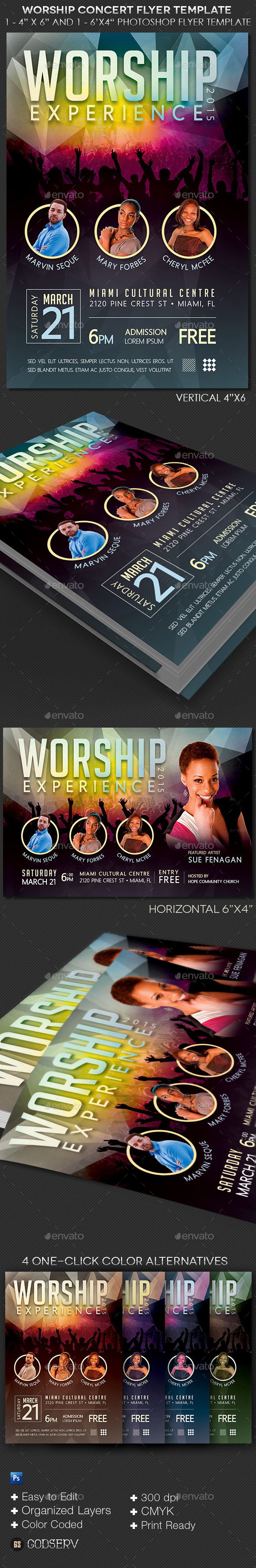Worship Concert Flyer Template - Church Flyers