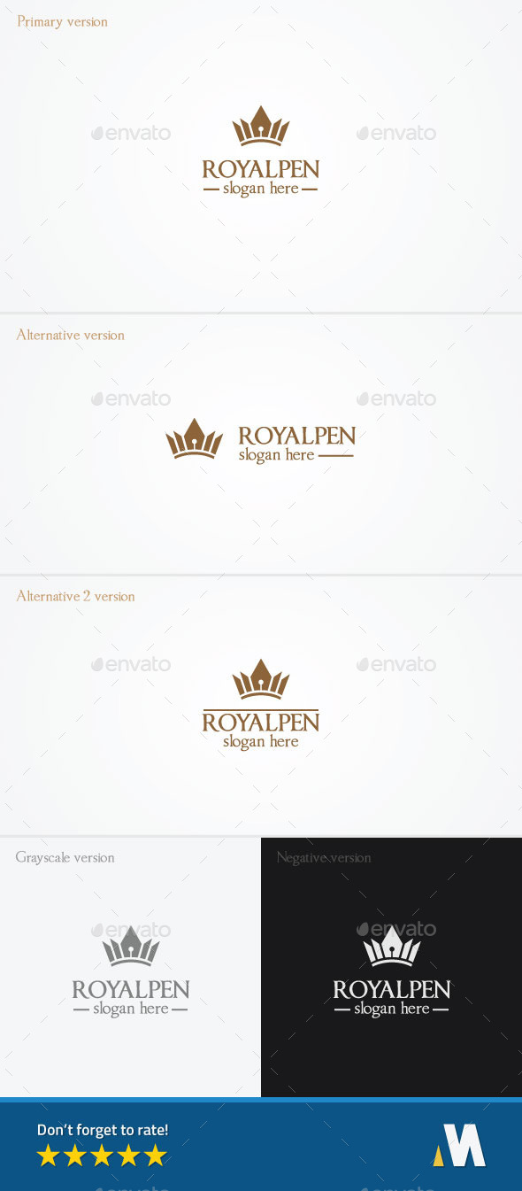Royal Pen or King Author - Symbols Logo Templates