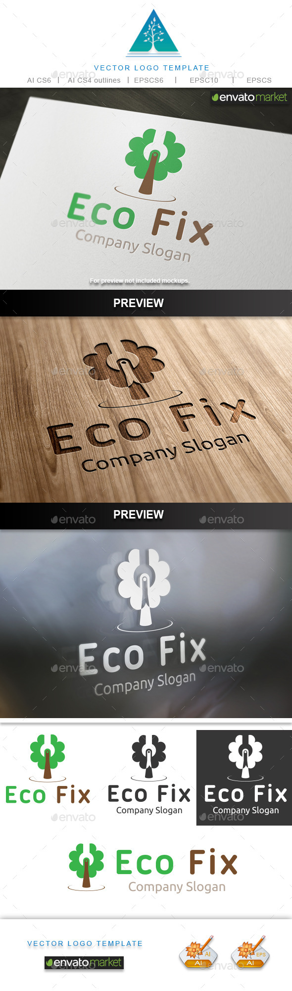 Eco Fix 2 Logo - Nature Logo Templates