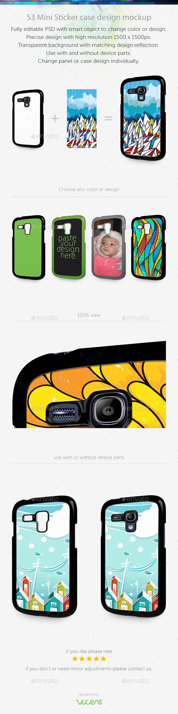 S3 Mini Sticker Case Design Mockup