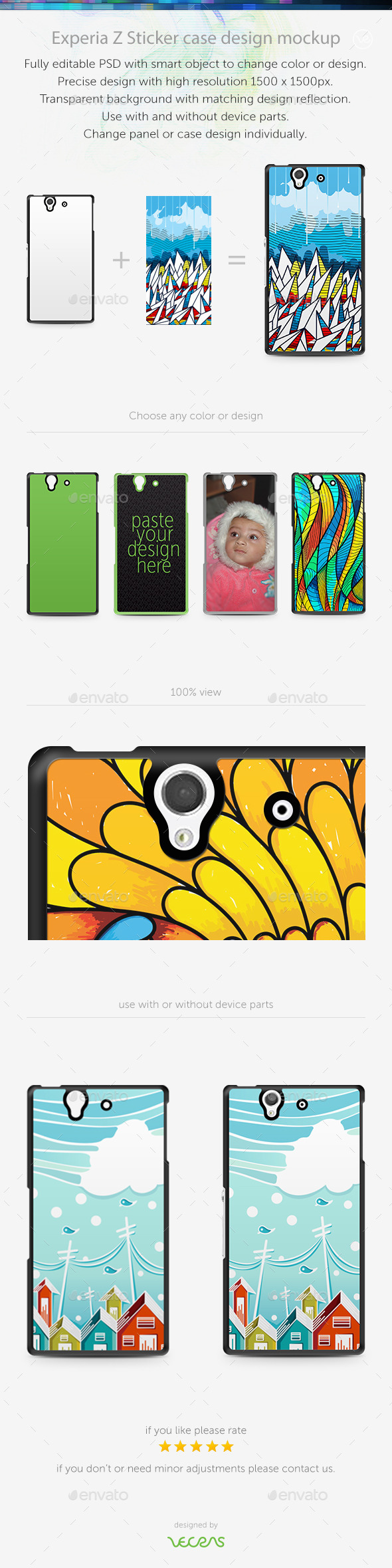 Experia Z Sticker Case Design Mockup