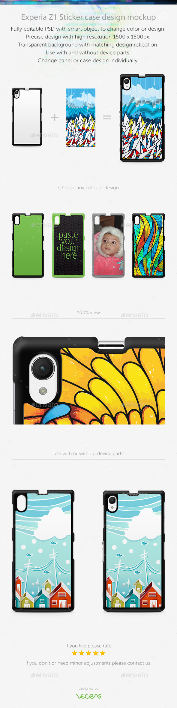 Experia Z1 Sticker Case Design Mockup - Mobile Displays