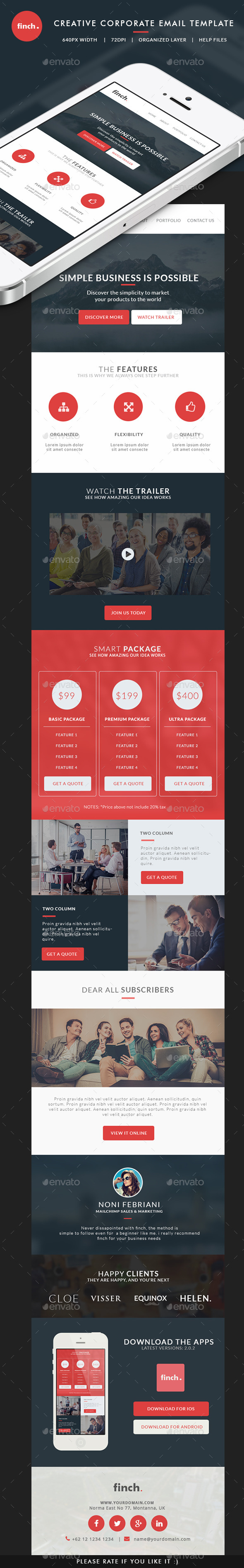 Corporate Email Template - finch - E-newsletters Web Elements