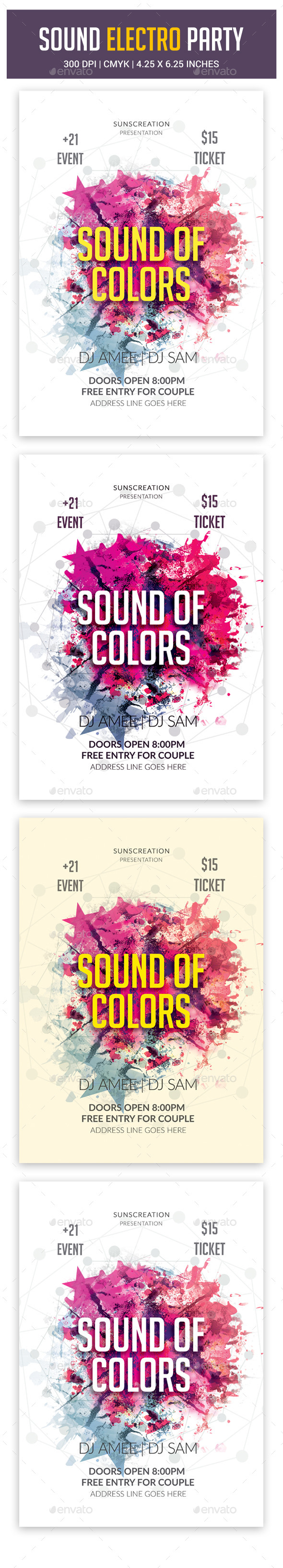Color Sounds Party Flyer - Clubs & Parties Events