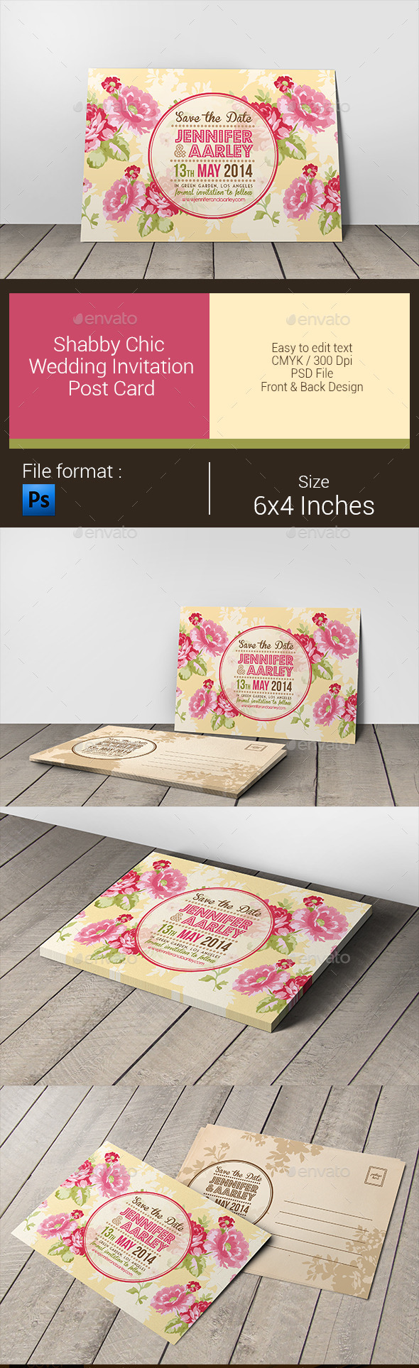 Shabby Chic Wedding Invitation Post Card - Weddings Cards & Invites
