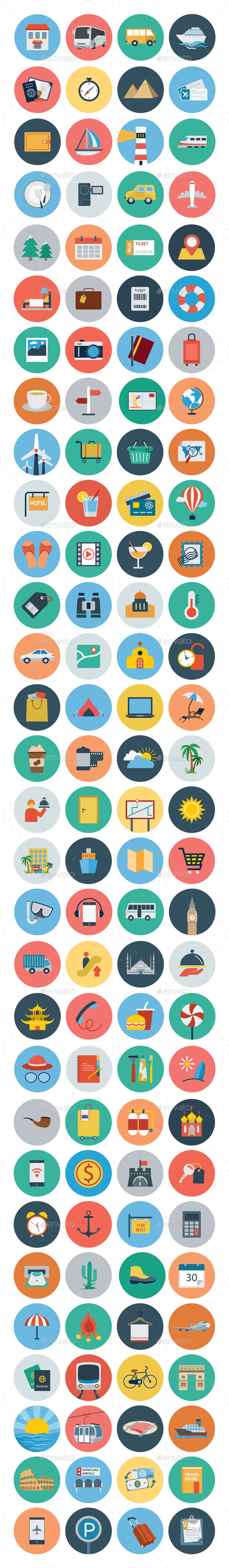 120 Travel Flat Icons - Icons