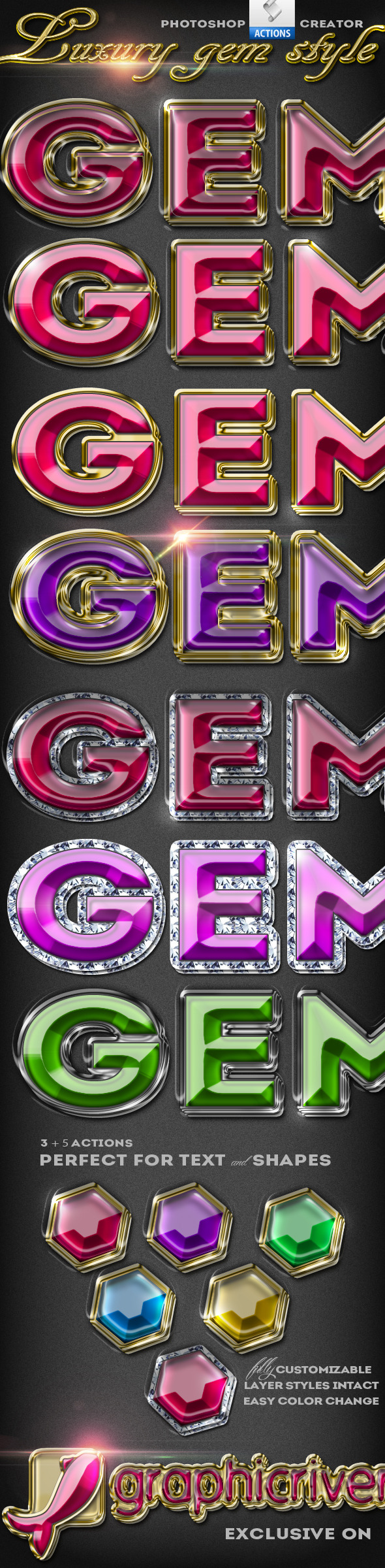 Gem Style Jewelry Photoshop Creator - Text Effects Actions