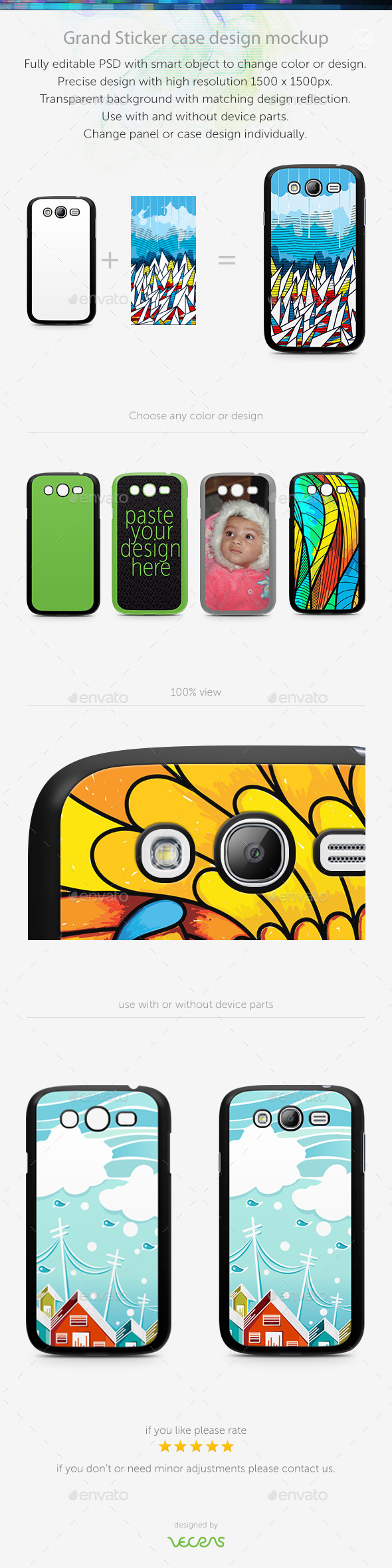 Grand Sticker Case Design Mockup - Mobile Displays