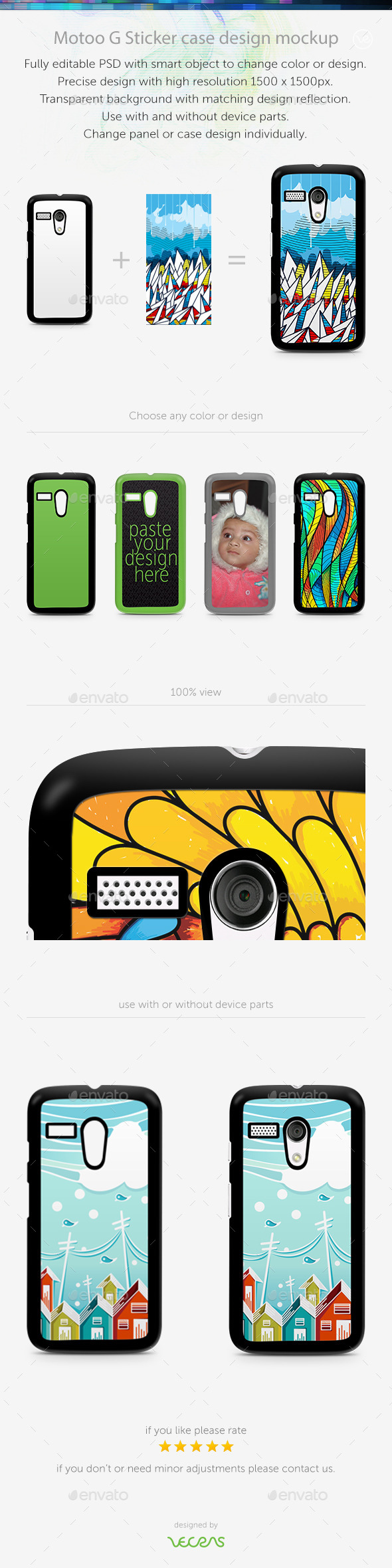 Motoo G Sticker Case Design Mockup - Mobile Displays