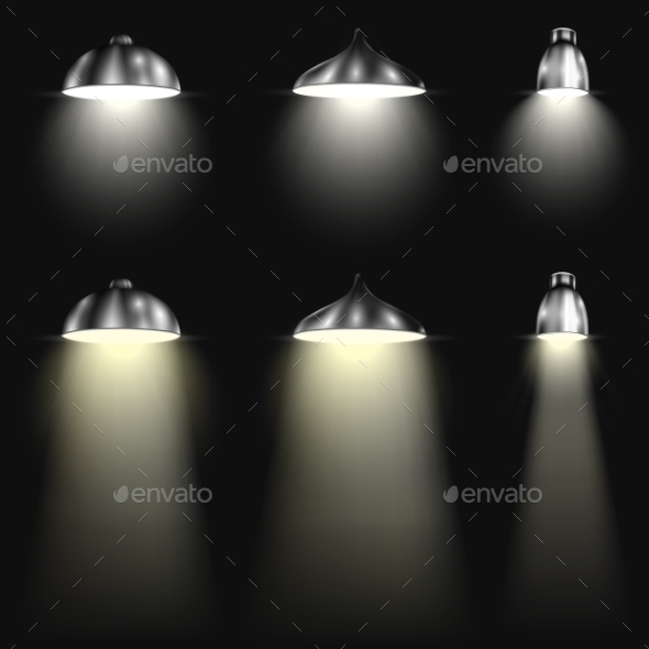 Three Types of Spotlights With Beams - Technology Conceptual