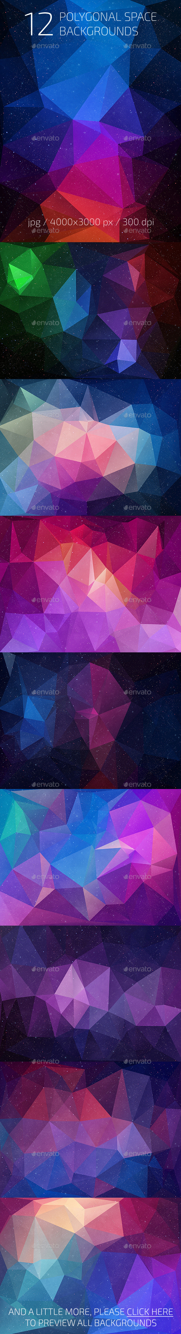 12 Polygonal Space Backgrounds