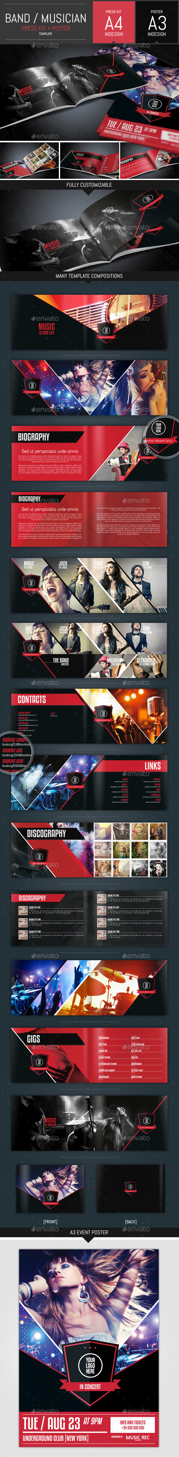 Music Band Pack: Presskit + Poster Template - Resumes Stationery