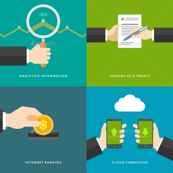 Website Promotion Banners Templates and Flat Icons - Web Technology