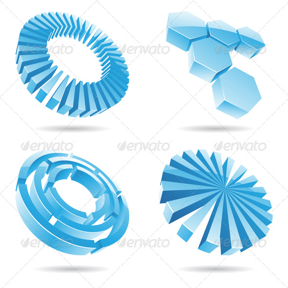 3d Ice Blue - Abstract Icons