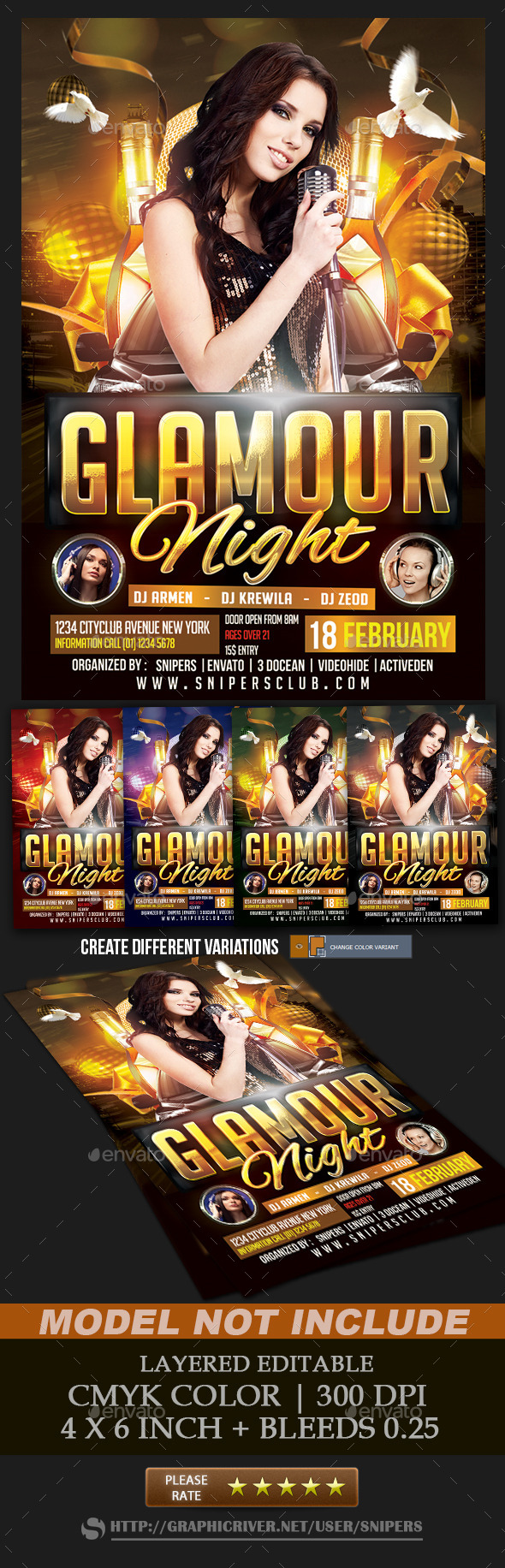 Glamour Night Party - Events Flyers