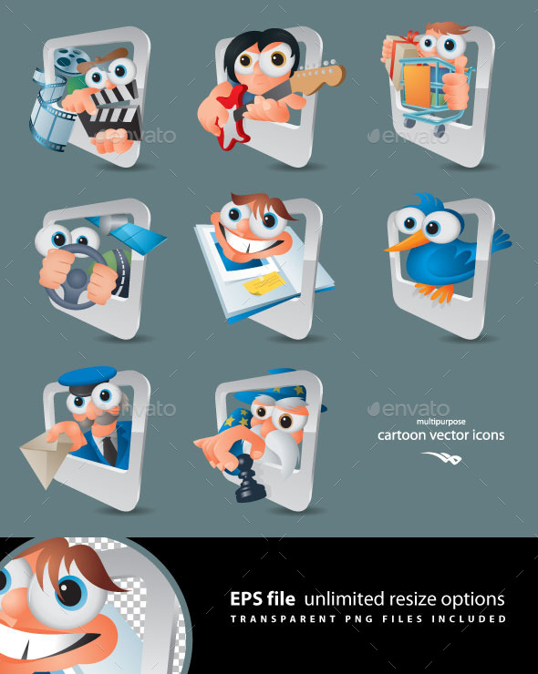 Cartoon Computer and Smartphone Icons - Computers Technology
