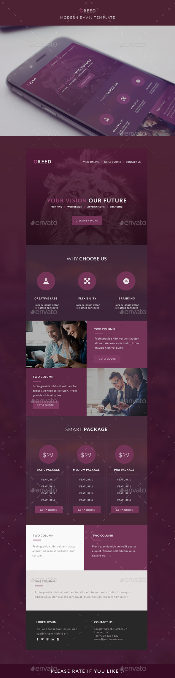 Modern Email Template - GREED - E-newsletters Web Elements