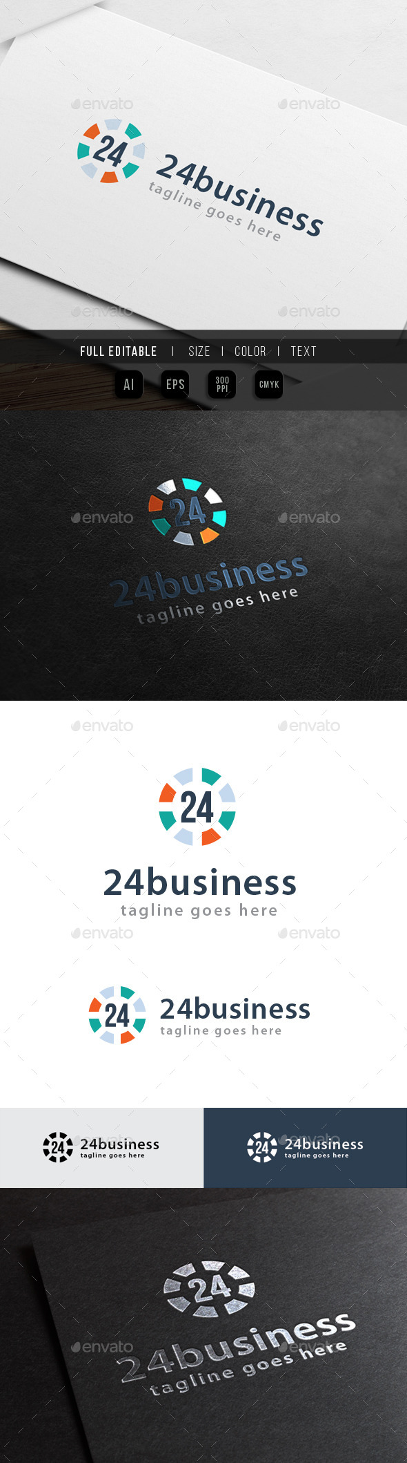 24 business - Twenty Four Hour - Numbers Logo Templates