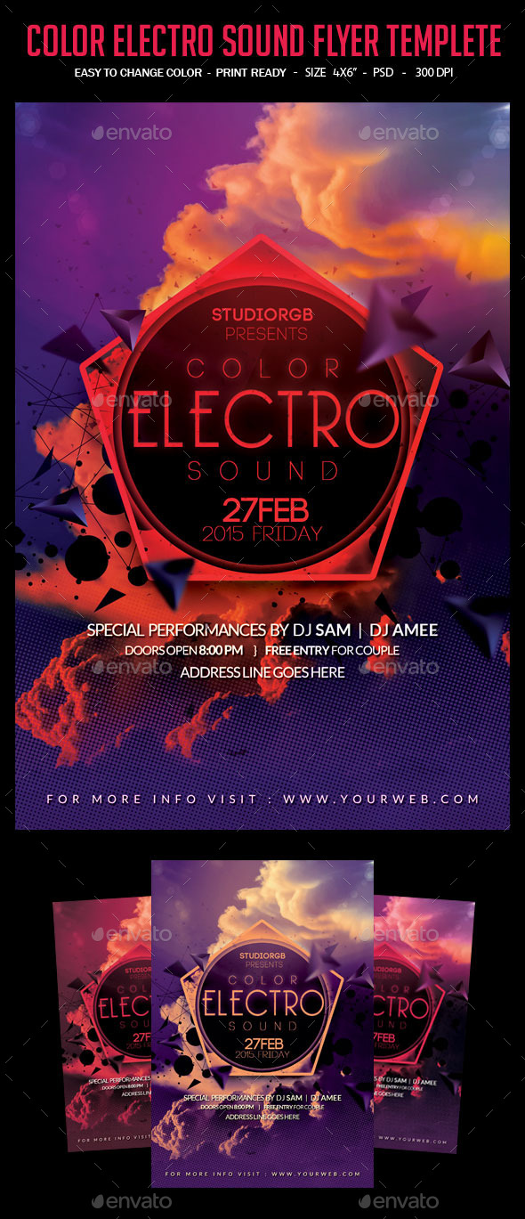 Color Electro Sound Flyer Templete - Clubs & Parties Events