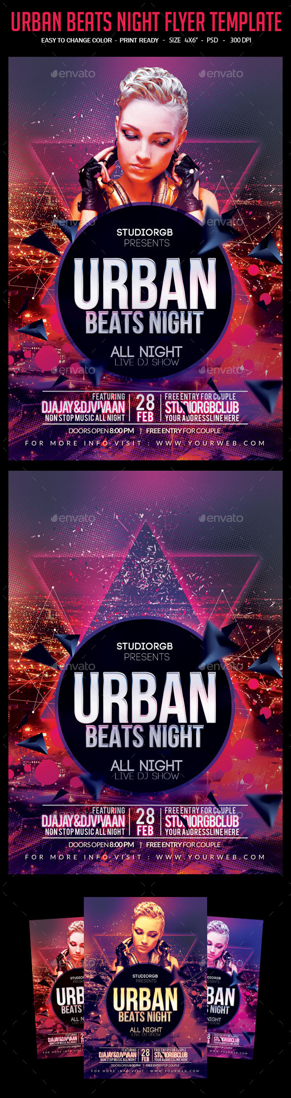 Urban Beats Night Flyer Template - Clubs & Parties Events