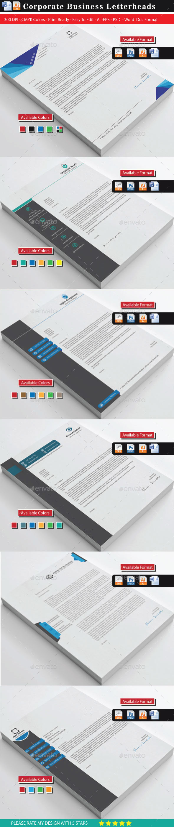 Modern & Creative Letterheads Bundle - Stationery Print Templates