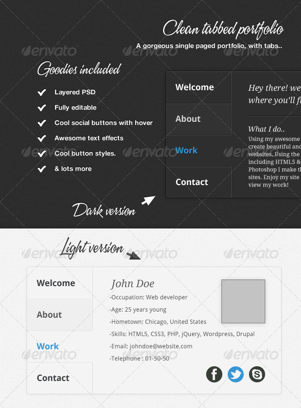 Clean Tabbed Portfolio