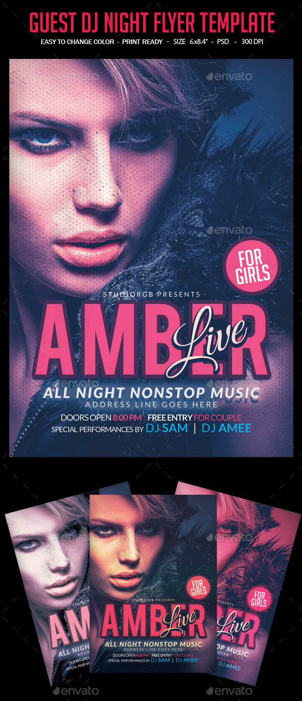 Guest Dj Live Night Party Flyer - Clubs & Parties Events