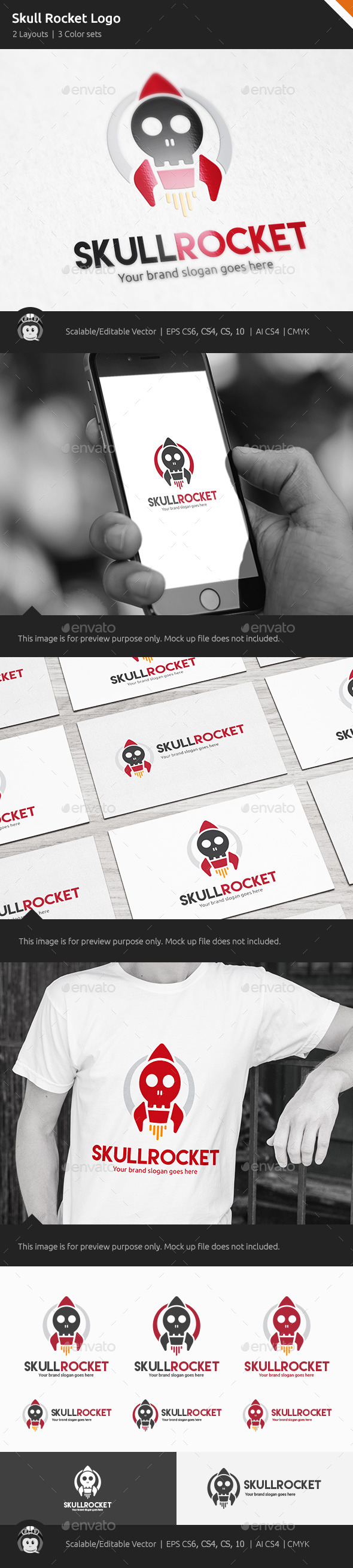 Skull Rocket Logo - Objects Logo Templates