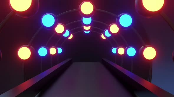 Neon Ball Hallway 01 Hd