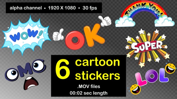 6 Cartoon Stickers