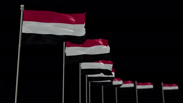 Yemen Row Flag With Alpha
