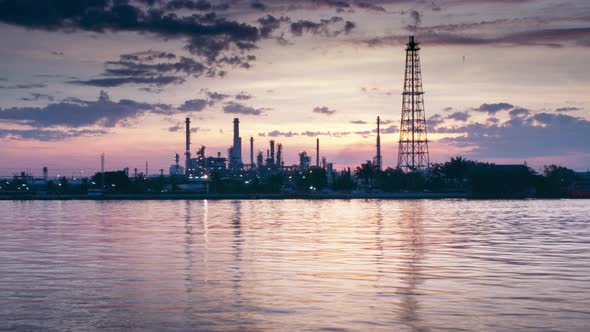 Oil refinery along the Chao Phraya River,