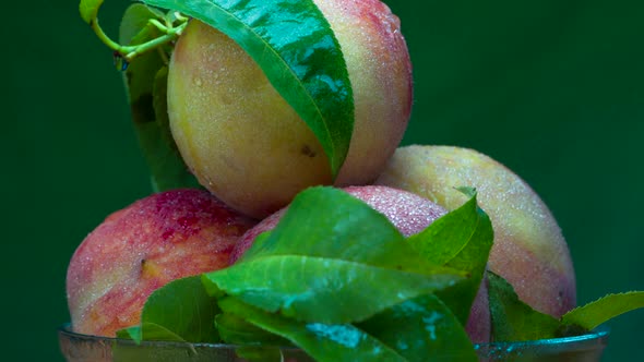 Fresh Peaches In A Glass Cup