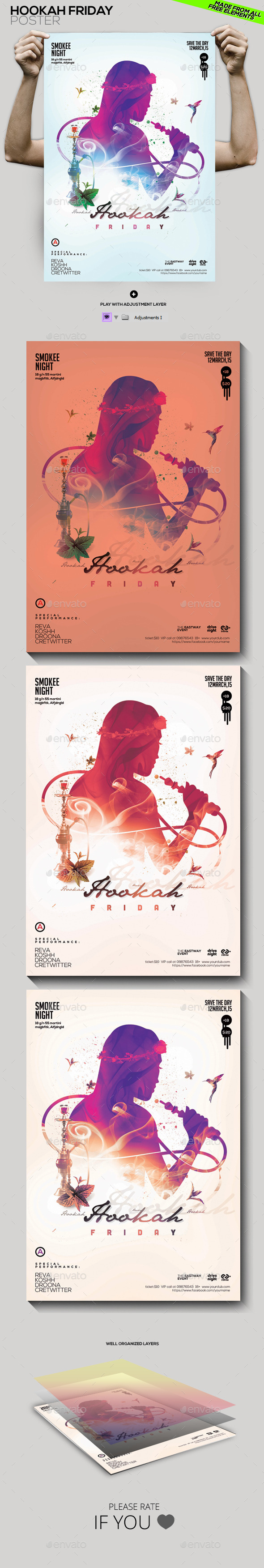 Hookah Friday Party Flyer/Poster - Clubs & Parties Events